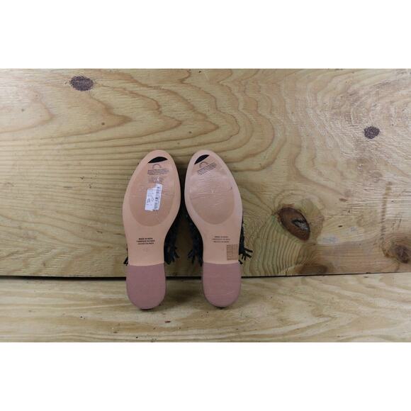 Free People Sandals 11 Black Mirage Woven 41 Mules Fringe Slides New - Picture 7 of 8